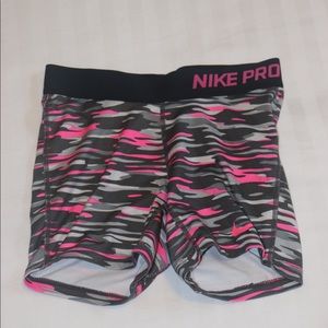 Girls Pink Gray and Black Nike Spandex Pro